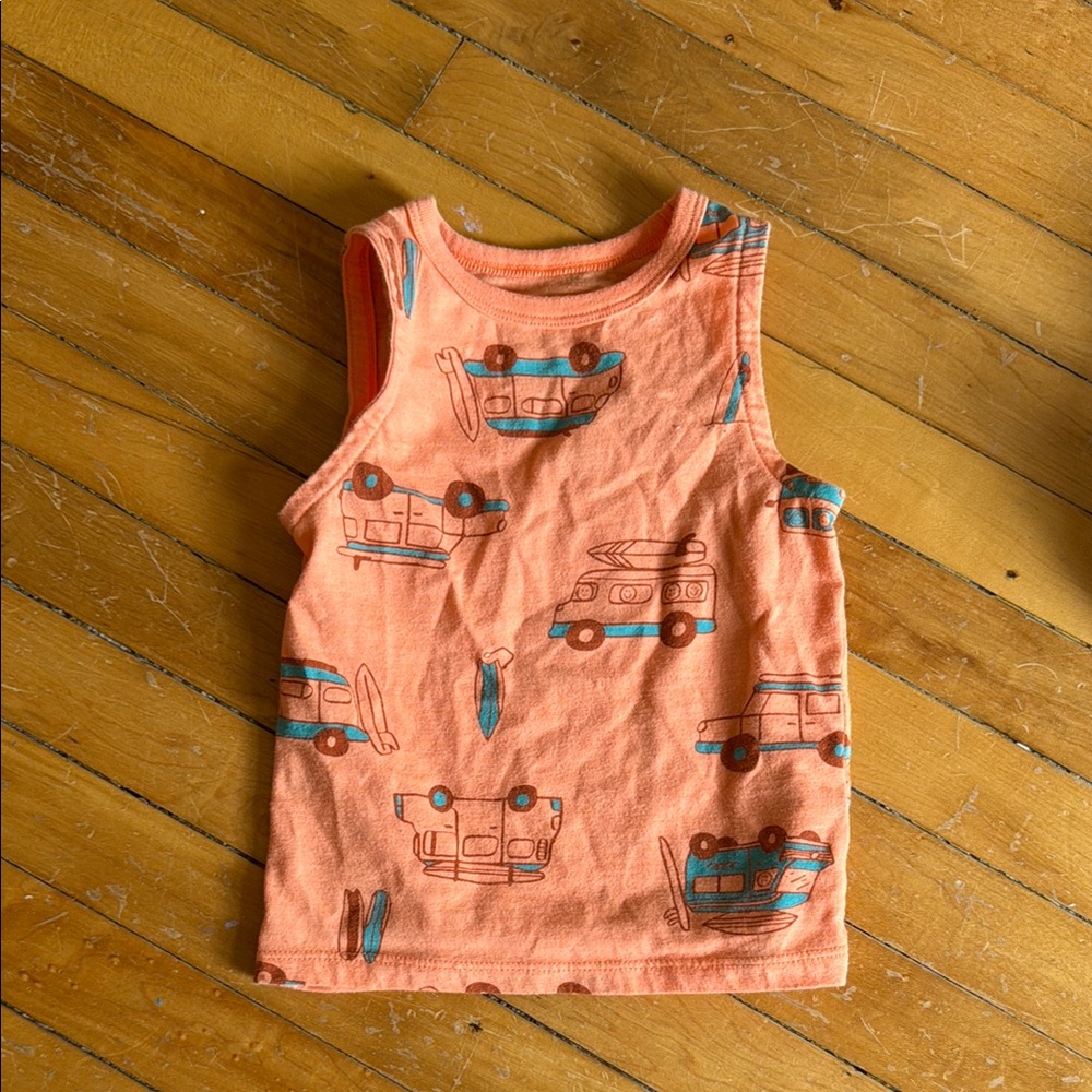 Cat & Jack Orange and Blue Tank Top with Playful Print